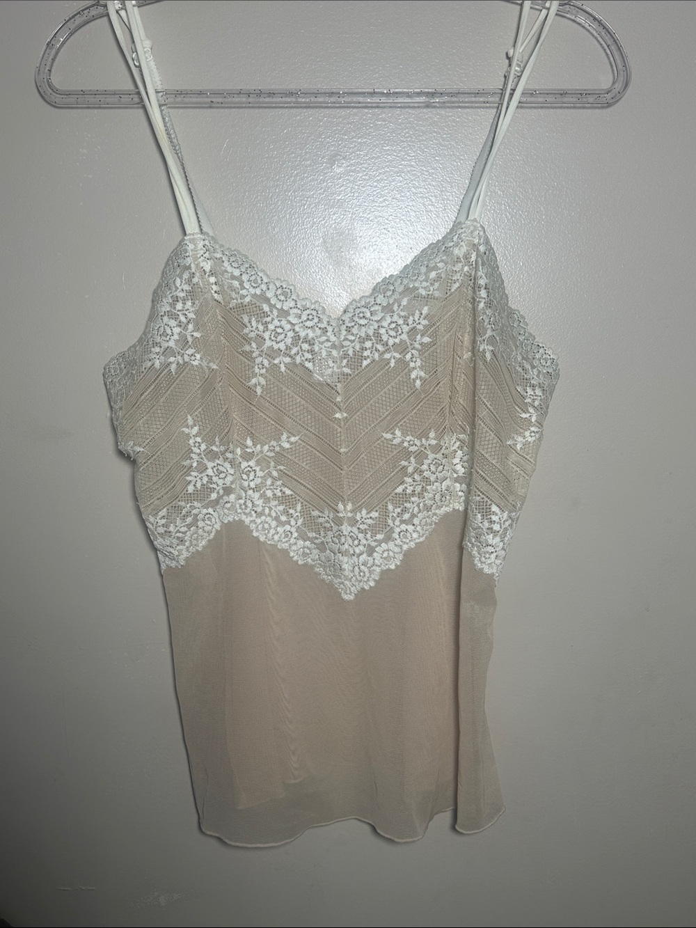 Wacoal XL Tan Semi Sheer Lace Lingerie Tank Top